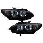 Faruri Xenon Angel Eyes BMW Seria 3 E92 E93 (2005-2008) 3D U-TYPE Negru Performance AutoTuning