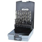 Set burghie elicoidale DIN 338 tip N, HSS-G in cutie de plastic 19 bc. RUKO HardWork ToolsRange