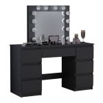 Masa de toaleta/machiaj, Artool, Vanessa, negru, cu oglinda si LED-uri, 130x43x143 cm GartenVIP DiyLine