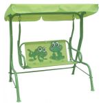Balansoar/leagan pentru copii, verde, model broscute, 115x75x110 cm, Sandia GartenVIP DiyLine