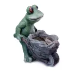 Decoratiune gradina, ceramica, broasca cu roaba, 31.5x20x34 cm GartenVIP DiyLine