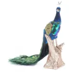 Decoratiune Craciun, paun cu puf, albastru, 24x12x32 cm GartenVIP DiyLine