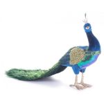 Decoratiune Craciun, paun cu puf, albastru si verde, 52x20x33 cm GartenVIP DiyLine