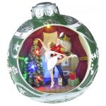 Decoratiune Craciun muzicala, glob de brad cu balerina, LED multicolor, 3xAA, 30.5x26.5 cm GartenVIP DiyLine