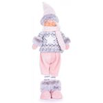 Decoratiune iarna, baiat cu caciula si bluza cu stea, roz si gri, 17x13x48 cm GartenVIP DiyLine