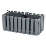 Jardiniera decorativa, suport metalic, sistem irigare,​​​​​​​ gri, 38x18x16.2 cm, Boardee Fencycase W  GartenVIP DiyLine