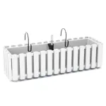 Jardiniera decorativa, suport metalic, sistem irigare, alb, 58x18x16.2 cm, Boardee Fencycase W  GartenVIP DiyLine