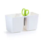 Ghiveci decorativ de flori, dublu, alb, 2.5 L, 24.4x11x12 cm, Twins Cube GartenVIP DiyLine