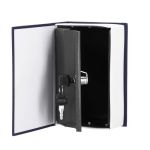 Seif, caseta valori, cutie metalica cu cheie, portabila, tip carte, albastru, 20x6.5x26.5 cm, Springos GartenVIP DiyLine