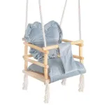 Leagan pentru copii, lemn, perna inima albastru deschis, 33.4x34.5x25 cm, Springos GartenVIP DiyLine