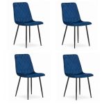 Set 4 scaune stil scandinav, Artool, Turin, catifea, metal, bleumarin si negru, 44.5x53x88.5 cm GartenVIP DiyLine
