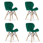 Set 4 scaune stil scandinav, Artool, Lago, catifea, lemn, verde, 48x43x74 cm GartenVIP DiyLine