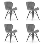 Set 4 scaune stil scandinav, Artool, Lago Velvet, catifea, lemn, gri si negru, 47x52x73.5 cm GartenVIP DiyLine