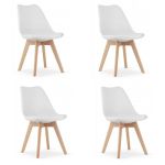 Set 4 scaune stil scandinav, Artool, Mark, PP, lemn, alb, 49x43x82 cm GartenVIP DiyLine