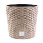 Ghiveci decorativ de flori, Prosperplast, Rato, imitatie ratan, rotund, cafeniu, 30x27 cm GartenVIP DiyLine