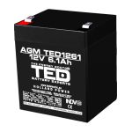 Acumulator AGM VRLA 12V 6,1A dimensiuni 90mm x 70mm x h 98mm F2 TED Battery Expert Holland TED003171 (10) SafetyGuard Surveillance