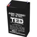 Acumulator AGM VRLA 6V 6,1A dimensiuni 70mm x 48mm x h 101mm F1 TED Battery Expert Holland TED002938 (20) SafetyGuard Surveillance