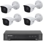 Kit de supraveghere Hikvision cu 4 camere, 5 Megapixeli, Infrarosu 20m, Lentila 2.8mm, DVR 4k SafetyGuard Surveillance