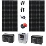 Sistem Fotovoltaic Monocristalin, 2X 375W, 2 Acumulatori 12V 100AH, Invertor 1,8 KW cu iesire 220V, Accesorii incluse SafetyGuard Surveillance