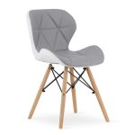 Scaun stil scandinav, Artool, Lago, piele ecologica, lemn, gri si alb, 47x52x73 cm GartenVIP DiyLine