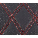 Material imitatie piele tapiterie romb cu gaurele negru/cusatura rosie Cod: Y02NR Automotive TrustedCars