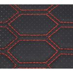 Material imitatie piele tapiterie  hexagon cu gaurele  negru/cusatura rosie Cod: Y03NR Automotive TrustedCars