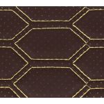 Material imitatie piele tapiterie hexagon cu gaurele maro/cusatura bej Cod:Y03MB Automotive TrustedCars