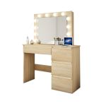 Masa de toaleta/machiaj, stejar, cu oglinda si LED-uri, 94x43x141 cm GartenVIP DiyLine