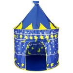Cort de joaca pentru copii, Springos, tip castel, cu husa, model luna si stele, albastru, 100x140 cm GartenVIP DiyLine