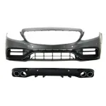 Bara Fata cu Difuzor Evacuare Dubla si Tobe Ornament Mercedes C-Class A205 C205 Coupe Cabriolet (2014-2019) C63 Design Performance AutoTuning