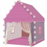 Cort de joaca pentru copii, Kruzzel, cu lampi rotunde, roz si alb, 100x115x130 cm GartenVIP DiyLine