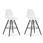 Scaune de bucatarie/bar, set 2 buc, Artool, Lamal, PP, lemn, alb si negru, 54x55x107.5 cm GartenVIP DiyLine