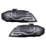 Faruri Xenon Cu Lumini de zi Integrate LED (DRL) Audi A4 B8 8K (09.2007-10.2011) Negre Performance AutoTuning