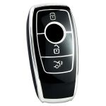 Husa Cheie Smartkey, Mercedes Benz 3 Butoane, Tpu, Model Nou, Neagra cu contur silver AutoProtect KeyCars