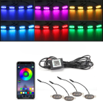 Set 4 lampi cu LED RGB  control prin aplicatie telefon. Diverse jocuri de lumini sau lumina continua. Cod: W14552-1-12V Automotive TrustedCars