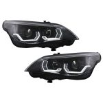 Faruri 3D LED Angel Eyes BMW Seria 5 E60 E61 (2003-2007) LCI Design Negru Performance AutoTuning