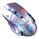Mouse Nou pentru Gaming, E-Sports A4, 1600dpi, 6 Butoane, RGB, Gri, Wireless NewTechnology Media