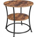 Masa pentru sufragerie/living, Artool, rotunda, pal, metal, cu raft depozitare, maro rustic si negru, 55x55 cm GartenVIP DiyLine