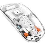 Mouse Nou M133, 2400dpi, 5 Butoane, Indicator Nivel Baterie, Transparent, Alb, Wireless + Bluetooth NewTechnology Media