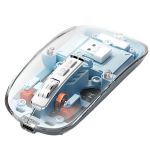 Mouse Nou M133, 2400dpi, 5 Butoane, Indicator Nivel Baterie, Transparent, Albastru, Wireless + Bluetooth NewTechnology Media