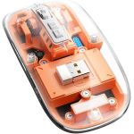 Mouse Nou M133, 2400dpi, 5 Butoane, Indicator Nivel Baterie, Transparent, Portocaliu, Wireless + Bluetooth NewTechnology Media