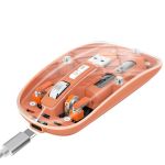 Mouse Nou M233, 1600dpi, 5 Butoane, Indicator Nivel Baterie, Transparent, Portocaliu, Wireless + Bluetooth NewTechnology Media