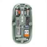 Mouse Nou M233, 1600dpi, 5 Butoane, Indicator Nivel Baterie, Transparent, Verde, Wireless + Bluetooth NewTechnology Media