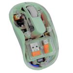 Mouse Nou M333, 2400dpi, 3 Butoane, Indicator Nivel Baterie, Transparent, RGB, Verde, USB-A + USB-C, Wireless + Bluetooth NewTechnology Media
