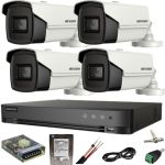 Sistem supraveghere Hikvision 4 camere 8MP IR 80M DVR 4K AcuSense cu accesorii incluse si HDD 1TB SafetyGuard Surveillance