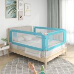 Balustradă de protecție pat copii, albastru, 140x25 cm, textil GartenMobel Dekor
