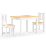Set masă si scaune pentru copii, 3 piese, alb și bej, MDF GartenMobel Dekor