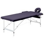 Masă de masaj pliabilă, 2 zone, violet, aluminiu GartenMobel Dekor