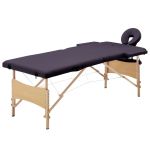 Masă de masaj pliabilă, 2 zone, violet, lemn GartenMobel Dekor