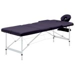 Masă de masaj pliabilă, 3 zone, violet, aluminiu GartenMobel Dekor